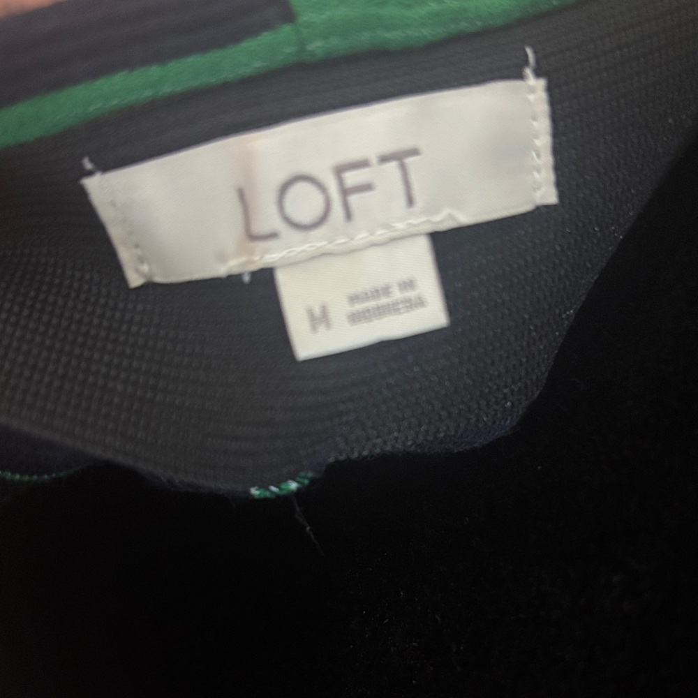 LOFT Green and Navy Striped Pencil Skirt - Picture 2 of 5